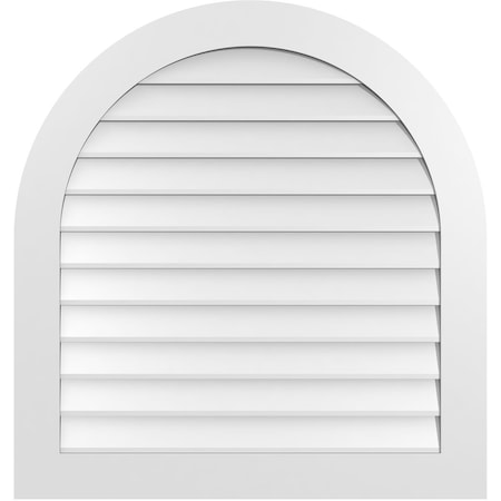 Ekena Millwork Round Top Surface Mount PVC Gable Vent: Non-Functional, w/ 3-1/2"W x 1"P Standard Frame, 36"W x 38"H GVPRT36X3801SN